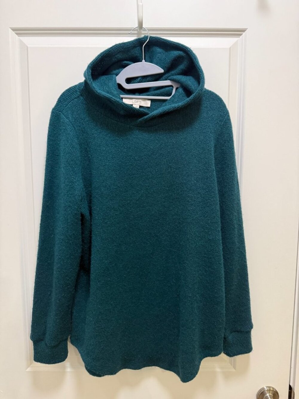 LOFT Green Hooded Pullover Knit Sweater Sz L